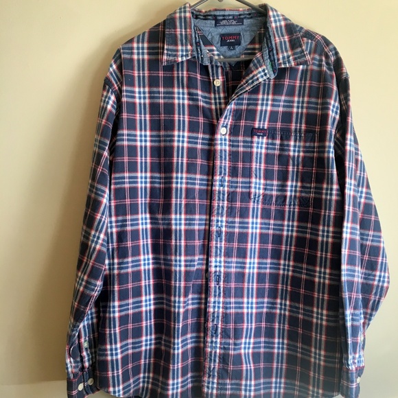 tommy hilfiger men's plaid shirt
